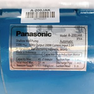 Thông số kỷ thuật Máy bơm nước Panasonic A-200JAK (200w)