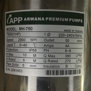 Thông số kỷ thuật Máy bơm nước APP MH 750