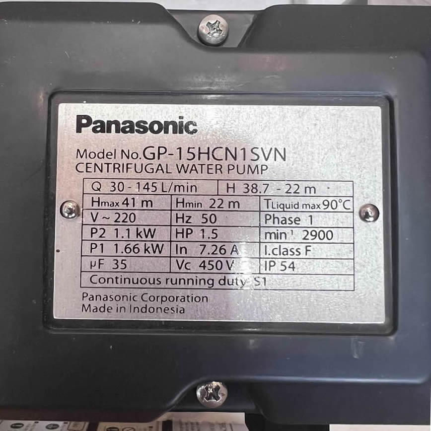 Thông số kỷ thuật Máy bơm nước Panasonic GP-15HCN-1SVN