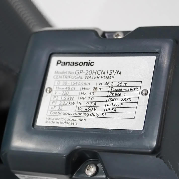 Thông số kỷ thuật Máy bơm nước Panasonic GP-20HCN-1SVN (2HP )