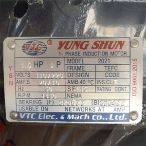 Thông số kỷ thuật Motor VTC 1.5Hp điện 220v tua chậm