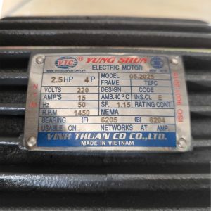 Thông số kỷ thuật Motor VTC 2.5Hp 220v tua 1450 thân nhỏ