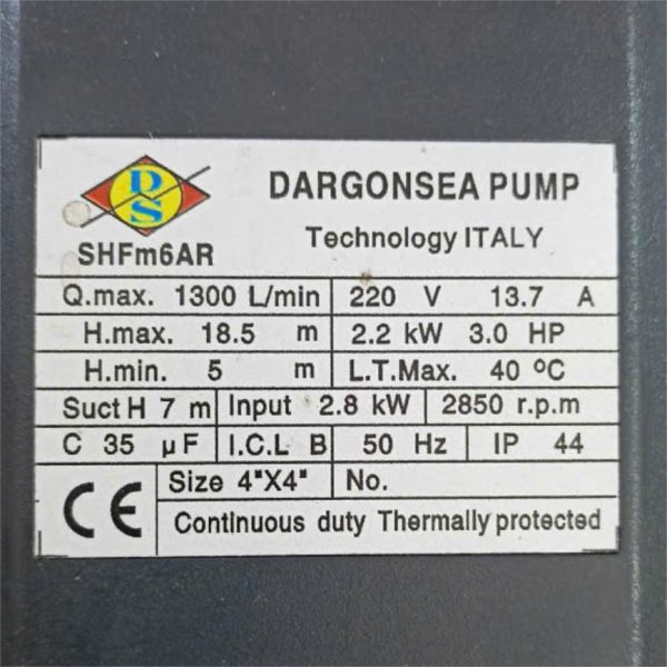 Thông số kỷ thuật Máy bơm nước Dragonsea SHFm6AR