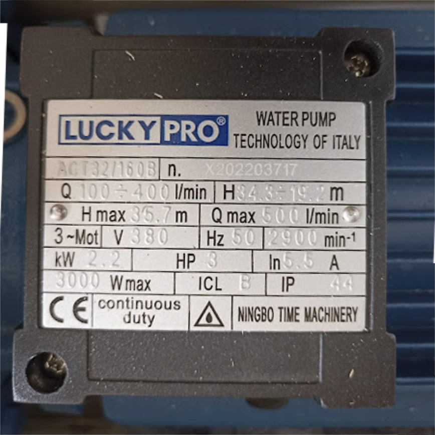 Thông số kỷ thuật Máy bơm nước Lucky Pro ACT32/160B