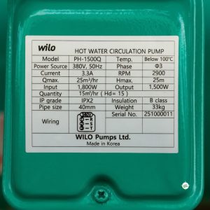 Thông số kỷ thuật Máy bơm nước Wilo PH 1500Q