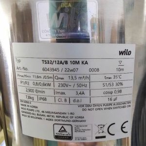 Thông số kỷ thuật Máy bơm nước thải Wilo TS32/12A/B