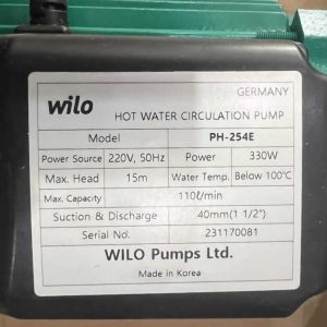 Thông số kỷ thuật Máy bơm nước WiLo PH-254E