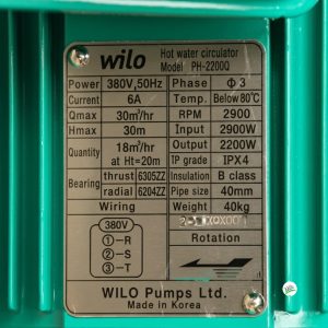 Thông số kỷ thuật Máy bơm nước Wilo PH-2200Q
