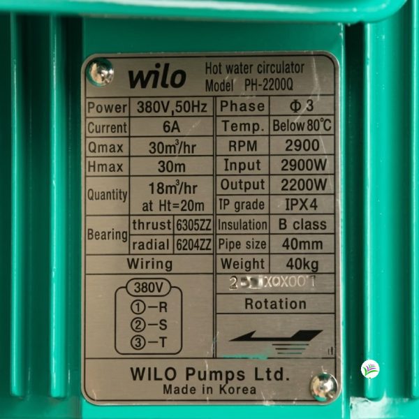 Thông số kỷ thuật Máy bơm nước Wilo PH-2200Q