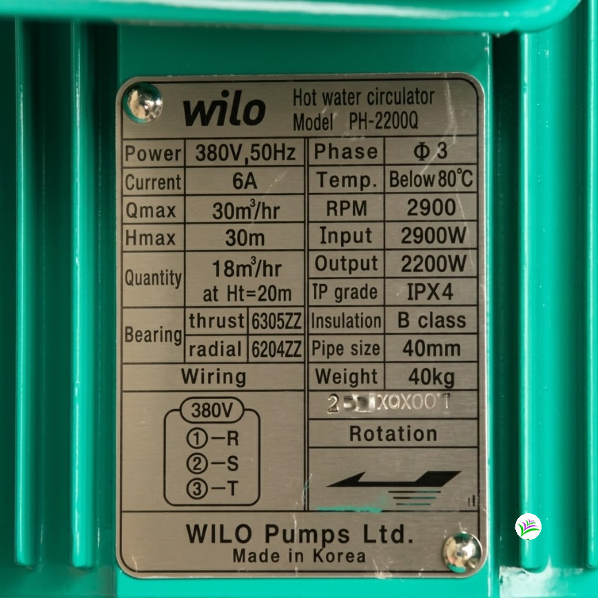 Thông số kỷ thuật Máy bơm nước Wilo PH-2200Q