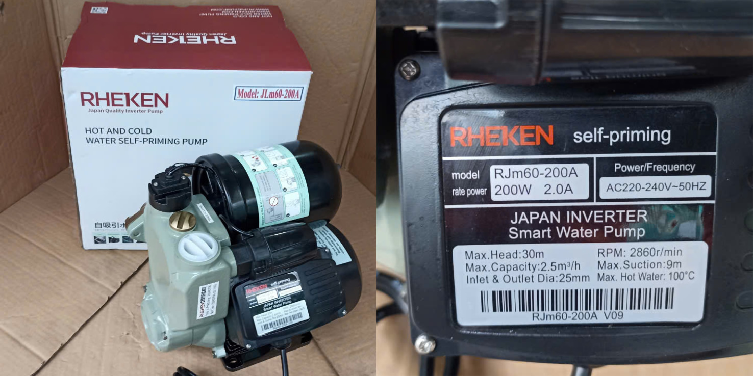 Máy bơm tăng áp nước nóng điện tử 200w Rheken