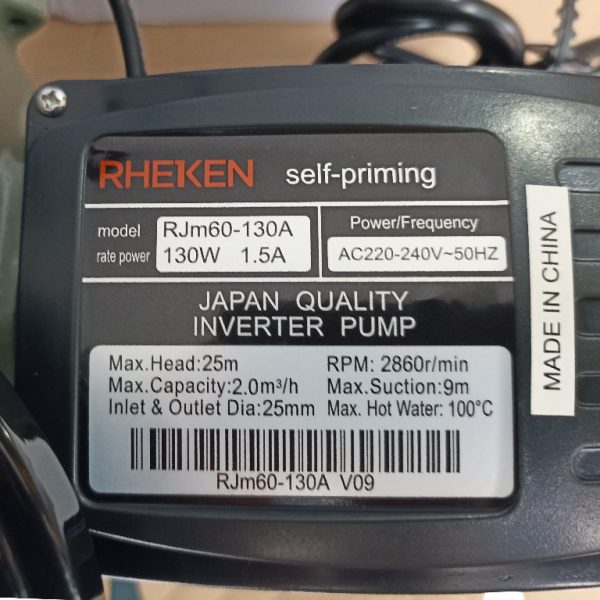 Thông số kỷ thuật nước Máy bơm RHEKEN RJm60-130A (130W)