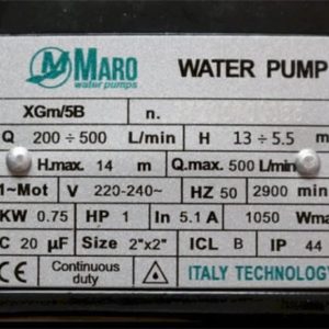 Thông số kỷ thuật Máy bơm nước Maro XGm/5B