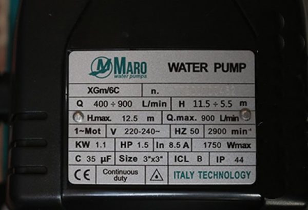 Thông số kỷ thuật Máy bơm nước Maro XGm/6C