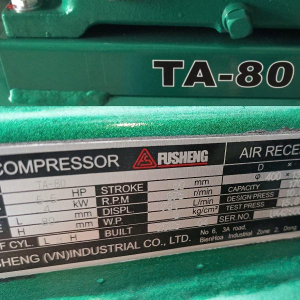 Thông số kỷ thuật Máy Nén Khí 5.5Hp Fusheng TA 80