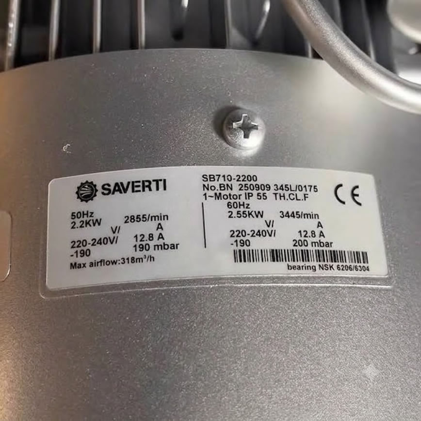 Thông số kỷ thuật Máy thổi khí SAVERTI SB710-2200