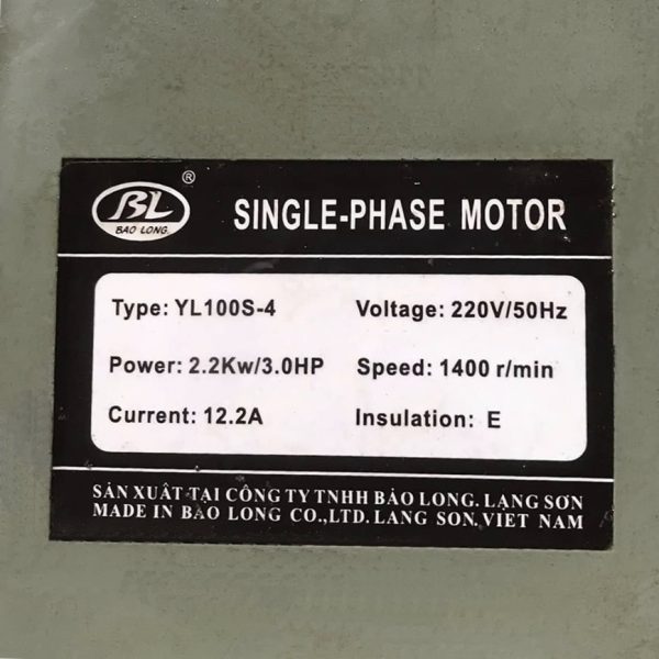 Thông số kỷ thuật Motor Bảo Long 2.2Kw tua 1400 (YL100S-4)