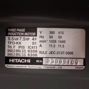 Thông số kỷ thuật Motor Hitachi 7.5Hp Tua chậm 380v