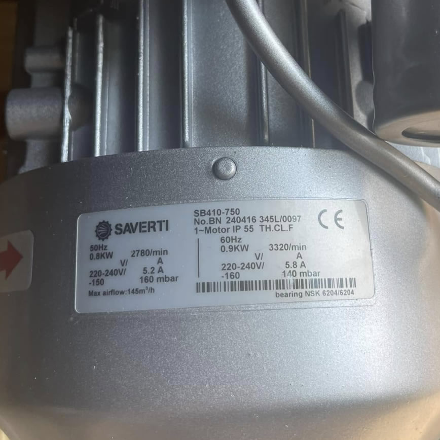 Thông số kỷ thuật Máy thổi khí SAVERTI SB410-750