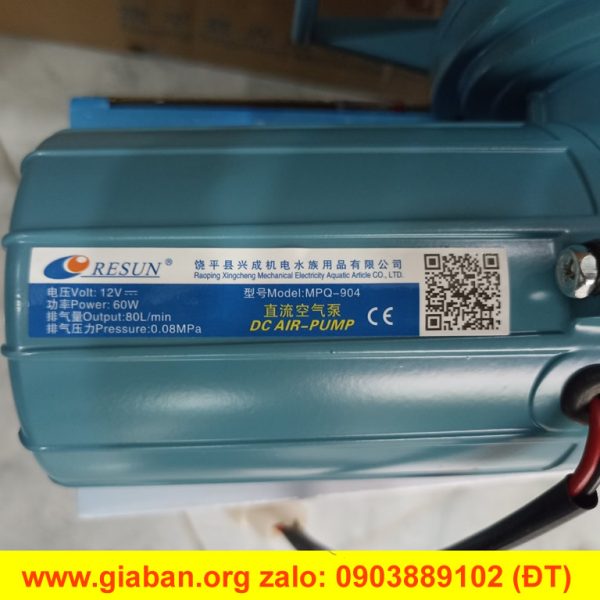 Thông số kỷ thuật Máy thổi Oxy 12V-60W Resun MPQ904