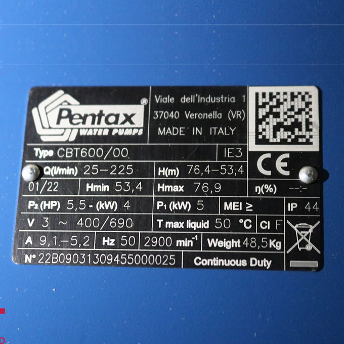 TSKT máy bơm Pentax 5.5Hp CBT600/00