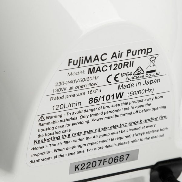 Thông số kỷ thuật bơm Thổi Khí FujiMAC MAC120RII