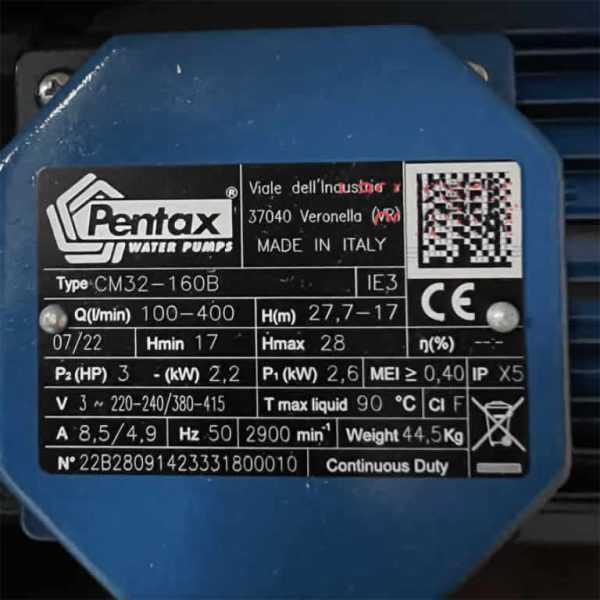 Thông số kỷ thuật Máy bơm 2.2Kw Pentax CM32-160B
